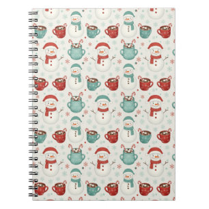 Cuaderno Patrón navideño sin fisuras de muñeco de nieve y c