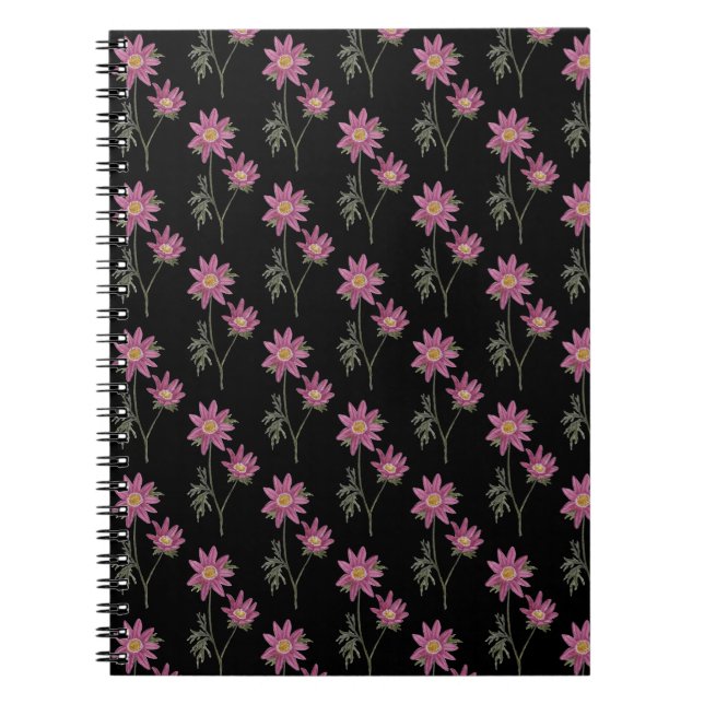 Cuaderno Patrón negro del portátil Dill Daisy (Frente)