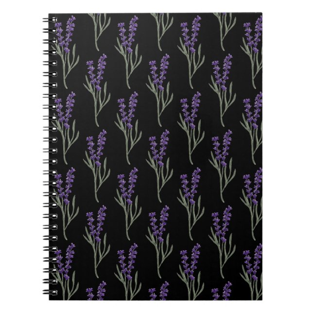 Cuaderno Patrón negro para portátiles Lavender (Frente)