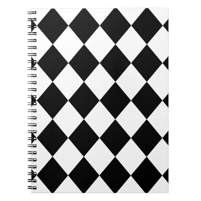 Cuaderno Patrón negro y blanco de diamante controlado (Frente)