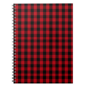 Cuaderno Patrón negro y rojo de chapa de búfalo
