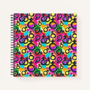 Cuaderno Patrón neón de género del Orgullo Gay