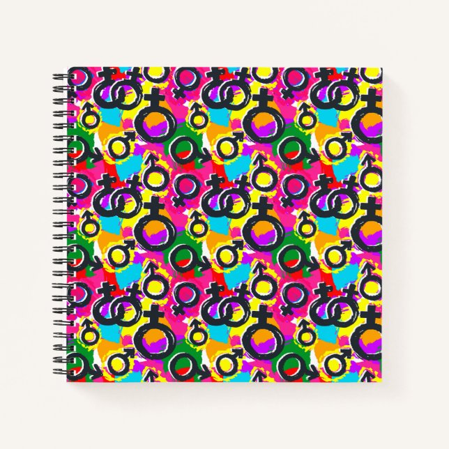 Cuaderno Patrón neón de género del Orgullo Gay (Anverso)