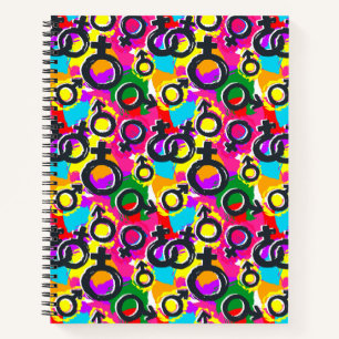 Cuaderno Patrón neón de género del Orgullo Gay