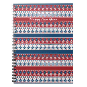 Cuaderno Patrón noruego de rayas azules rojas