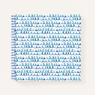 Cuaderno Patrón ondulado de color azul pintado a mano