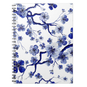 Cuaderno Patrón oriental acuarela con rama sakura. S