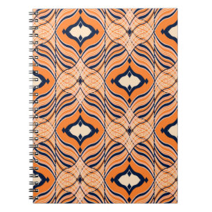 Cuaderno Patrón oriental sin mangas, negro, adorno naranja