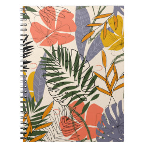 Cuaderno Patrón original con hojas y plan tropicales