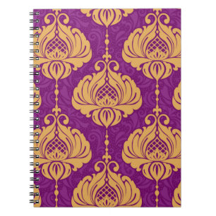 Cuaderno Patrón ornamental sin costuras de damasco de épo