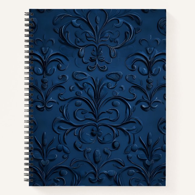 Cuaderno Patrón Ornato Azul Profundo (Anverso)
