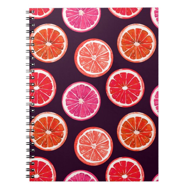 Cuaderno Patrón oscuro de cítricos pintados a mano (Frente)