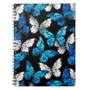 Cuaderno Patrón oscuro sin foco con mariposas azules morfo