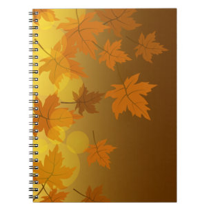 Cuaderno Patrón otoñal con hojas de arce en caída y bokeh