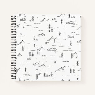 Cuaderno Patrón paisajístico de líneas de bosque geométrico