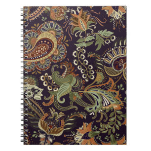 Cuaderno Patrón Paisley colorido. Papel pintado de la etnia