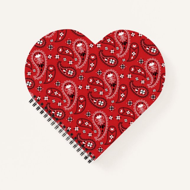 Cuaderno Patrón Paisley con fondo rojo-23214 (Anverso)
