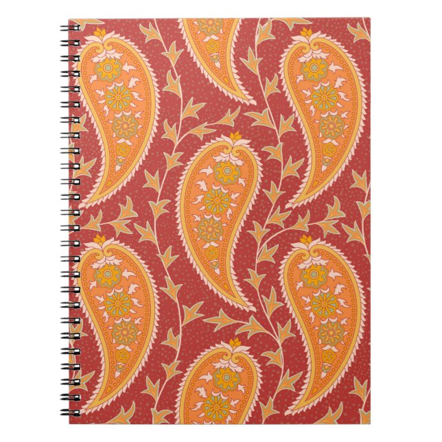 Cuaderno Patrón Paisley. Número turco. Naranja cimarrón c (Frente)