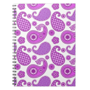 Cuaderno Patrón paisley, violeta, púrpura y blanca