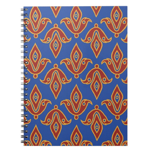 Cuaderno Patrón para portátiles, rojo, azul, flor de oro de (Frente)