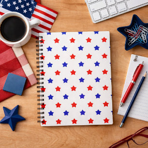 Cuaderno Patrón Patriótico de Estrellas Rojas y Azules