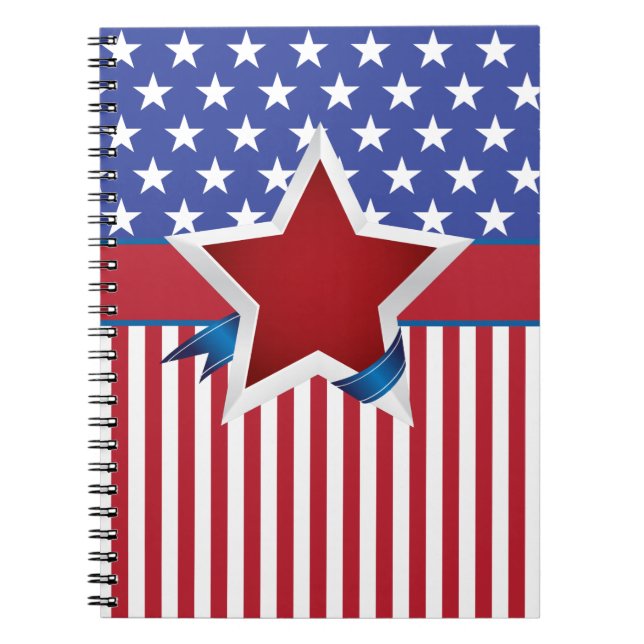 Cuaderno Patrón Patriótico de Estrellas y Rayas (Frente)