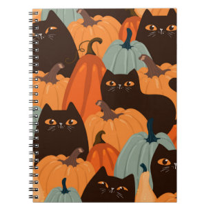 Cuaderno Patrón perfecto con gatos y calabazas negros