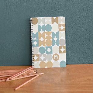 Cuaderno Patrón personalizado azul verde gris taupe beige