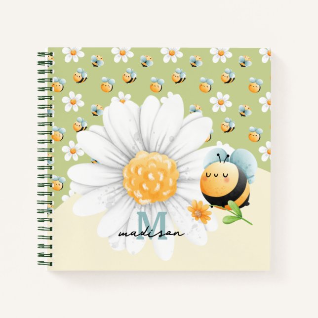 Cuaderno Patrón Personalizado de Abeja Melífera Lindo (Anverso)