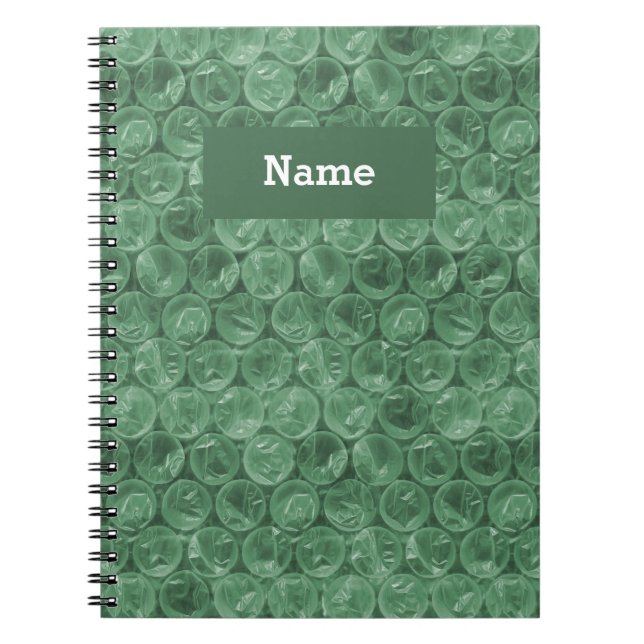 Cuaderno Patrón personalizado de ajuste de burbujas verdes (Frente)
