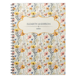 Cuaderno Patrón personalizado de flores de la pradera de Go