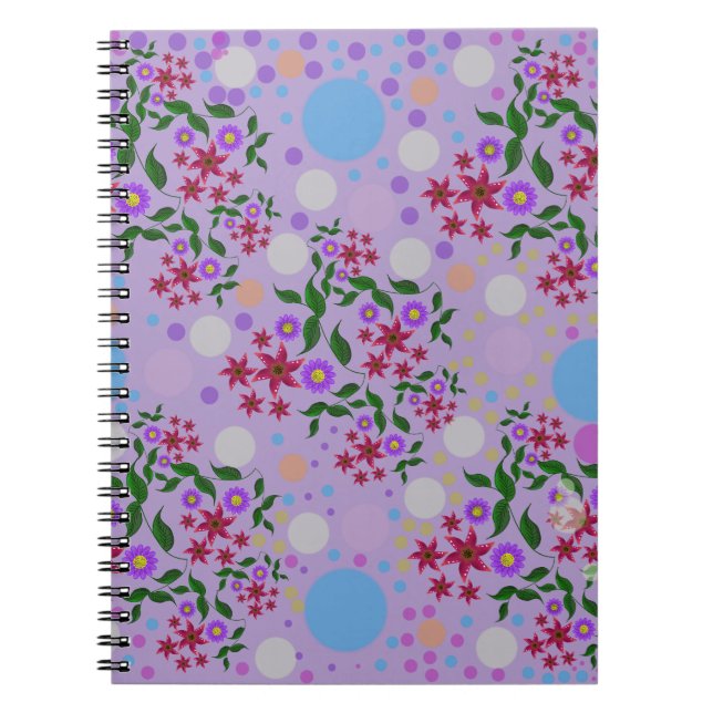 Cuaderno Patrón personalizado de flores y enredaderas con c (Frente)
