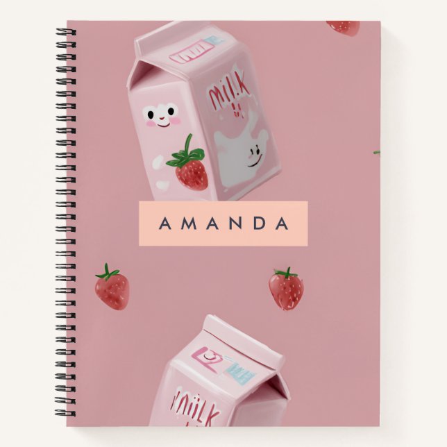 Cuaderno Patrón personalizado de fresa de Kawaii (Anverso)