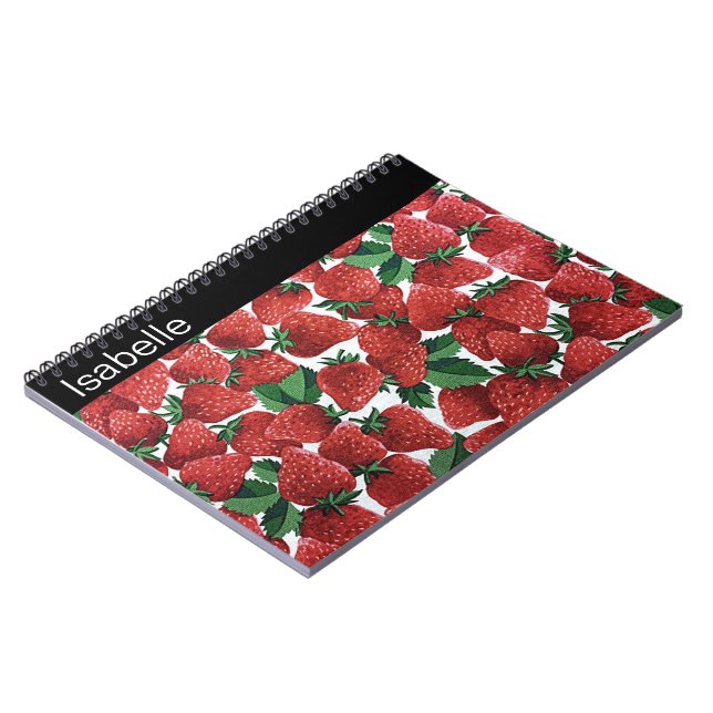 Cuaderno Patrón personalizado de fresas y crema (Lado Izquierdo)