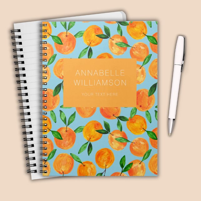 Cuaderno Patrón personalizado de frutas naranjas cítricas (Citrus orange summer fruit personalized notebook)