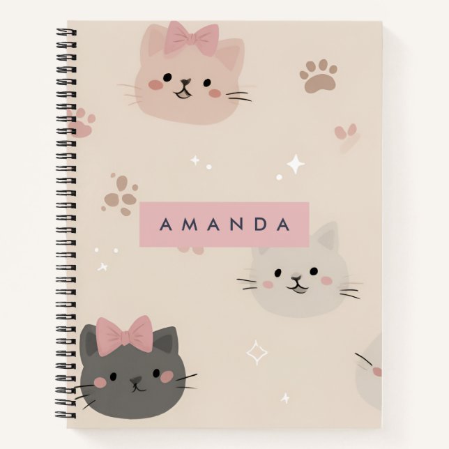 Cuaderno Patrón personalizado de la cara del gato Pastel Ka (Anverso)