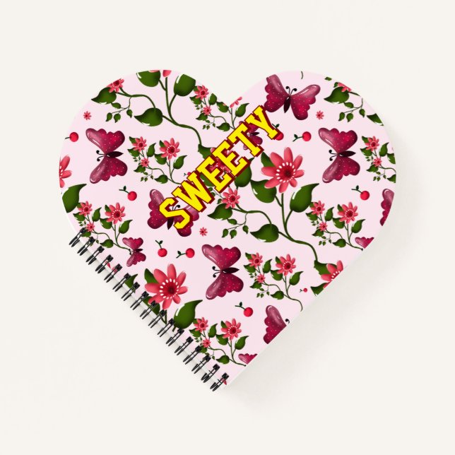 Cuaderno Patrón personalizado de mariposa floral (Anverso)