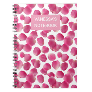 Cuaderno Patrón personalizado de pétalos de rosa rosados