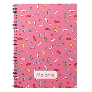 Cuaderno Patrón Personalizado de Purpurina de Caramelo Rosa