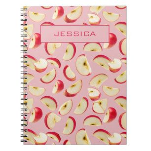 Cuaderno Patrón personalizado de rodaja de manzana roja edi