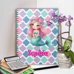 Cuaderno Patrón personalizado de sirena rosa