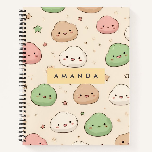 Cuaderno Patrón personalizado kawaii mochi (Anverso)