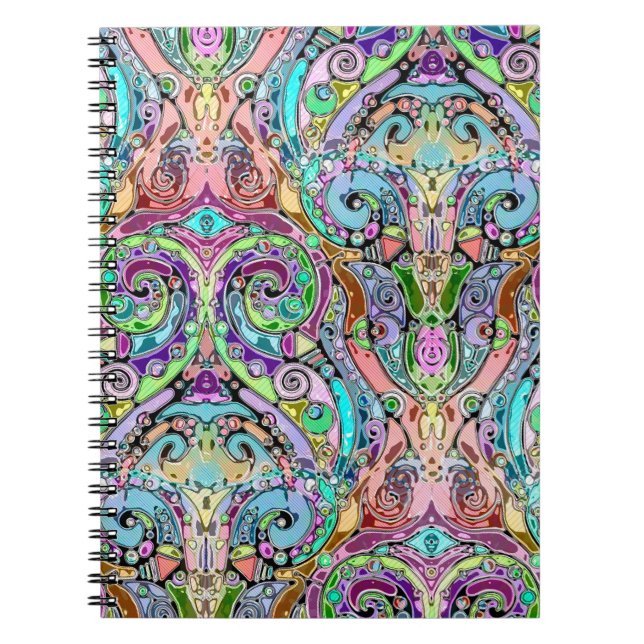 Cuaderno Patrón Pintado A Mano Y Digitalmente Art 10 (Frente)