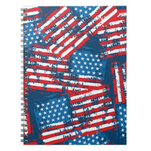 Cuaderno Patrón pintado de la bandera estadounidense con pr