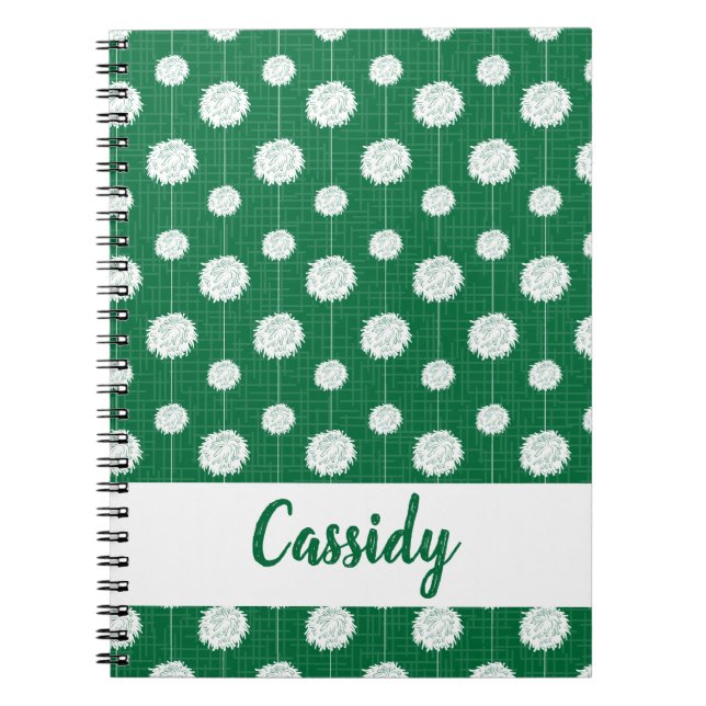 Cuaderno Patrón Pom Pom de animadores verdes (Frente)