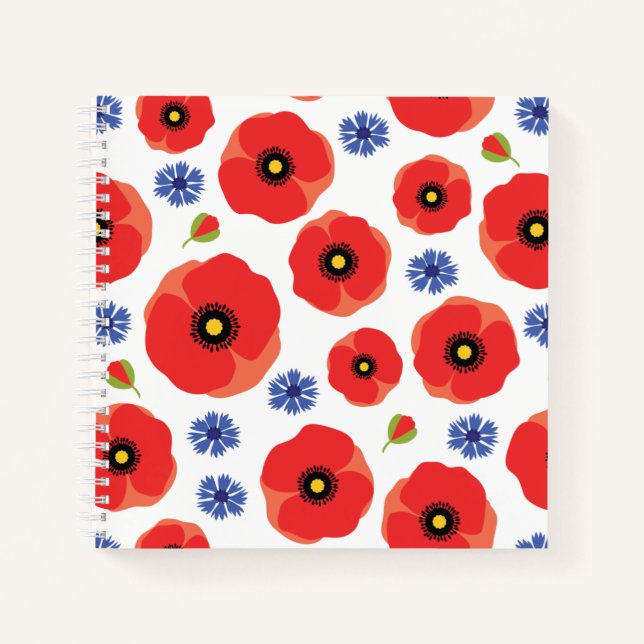 Cuaderno Patrón Poppys Y Cornflowers (Anverso)