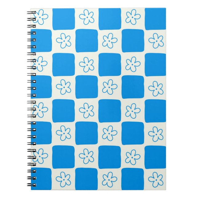 Cuaderno Patrón Preppy Blue Flower Checkpoint (Frente)