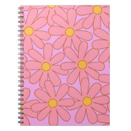 Cuaderno Patrón Preppy Púrpura Flor Simple Flor