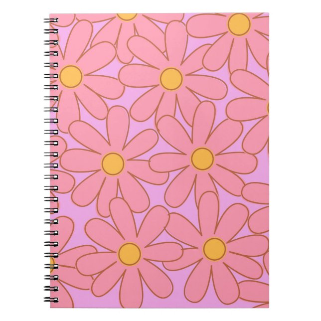 Cuaderno Patrón Preppy Púrpura Flor Simple Flor (Frente)