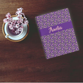 Cuaderno Patrón púrpura rosa acuarela portátil de flores